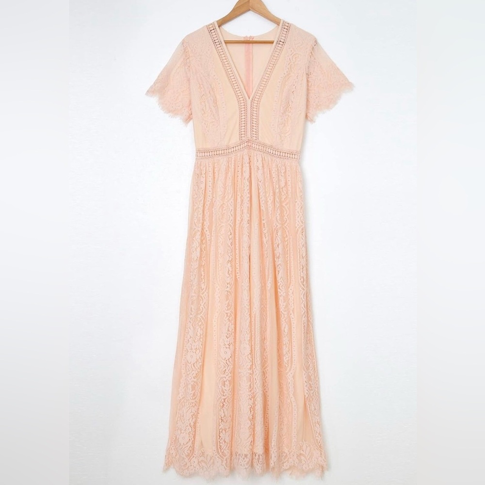 Lace Crochet Maxi Dress (Peach) XL